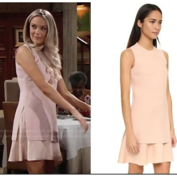 Theory Silk Malkan Blush Pink Ruffle Hem Dress - Picture 1 of 12